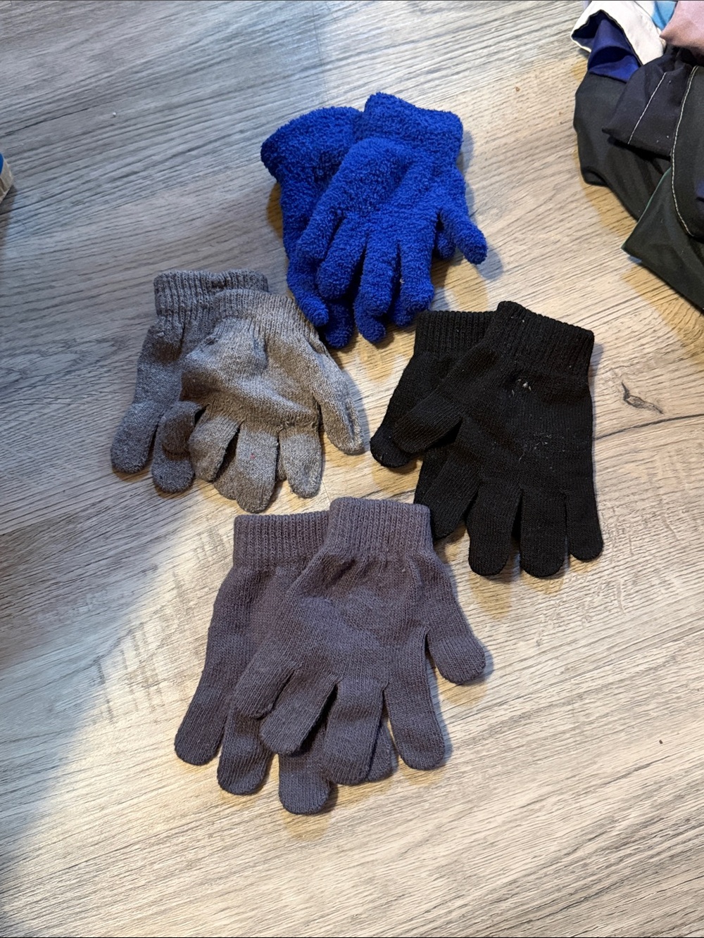 Assorted Knit Gloves - Blue, Black, Gray, Charcoal